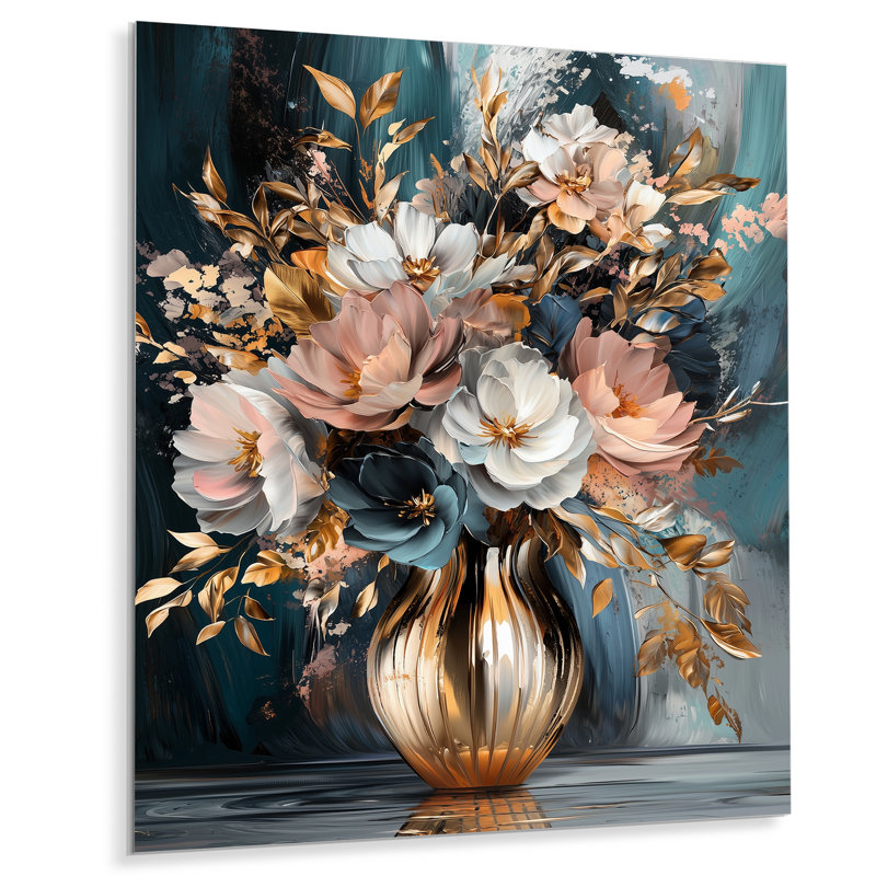 Peony Fantasy Bouquet Of Colors - Floral Metal Wall Decor, Peony Metal Print, 32" H x 16" W