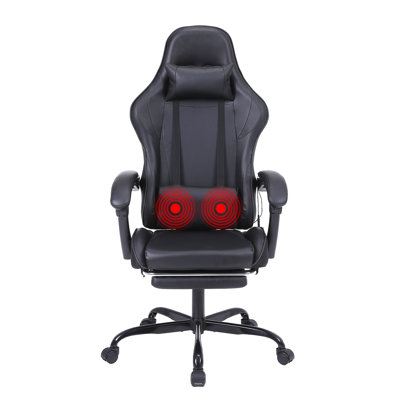 Inbox Zero Knoble Adjustable Reclining Ergonomic Faux Leather Swiveling PC & Racing Game Chair with Footrest