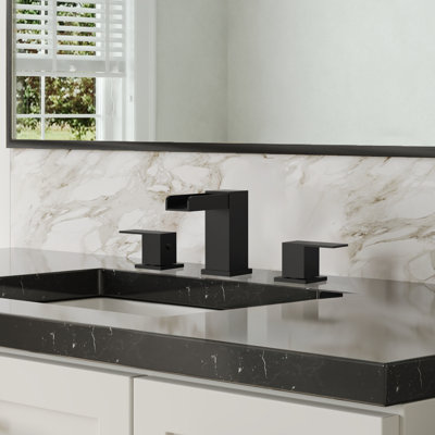 3-Hole Bathroom Faucet, Widespread 2-Handle Sink Faucet with Drain Assembly