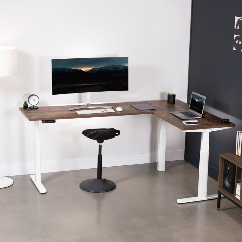 ErgoCraft Programmable White L-Shaped Electric Standing Desk Frame