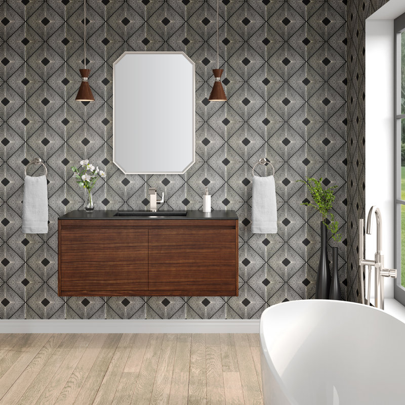 Mantova 47.25'' W Single Vanity, Charcoal Black, Glossy White