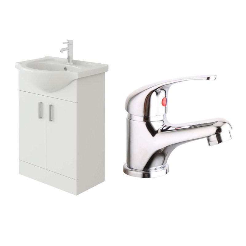 VeeBath Linx 550mm Vanity Sink Cabinet Unit & Mono Basin Mixer Tap