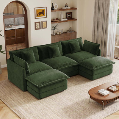 Canapé modulaire en U avec repose-pieds réversible 3 places et 2 repose-pieds