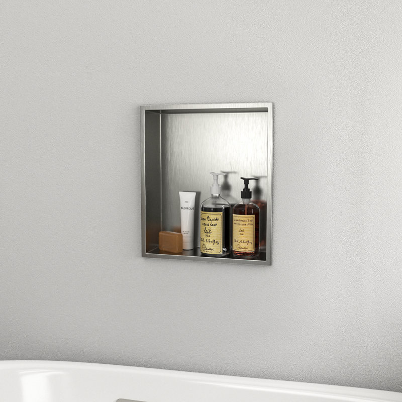 Tablette de rangement pour douche encastrée 15 po x 13 po en acier inoxydable brossé