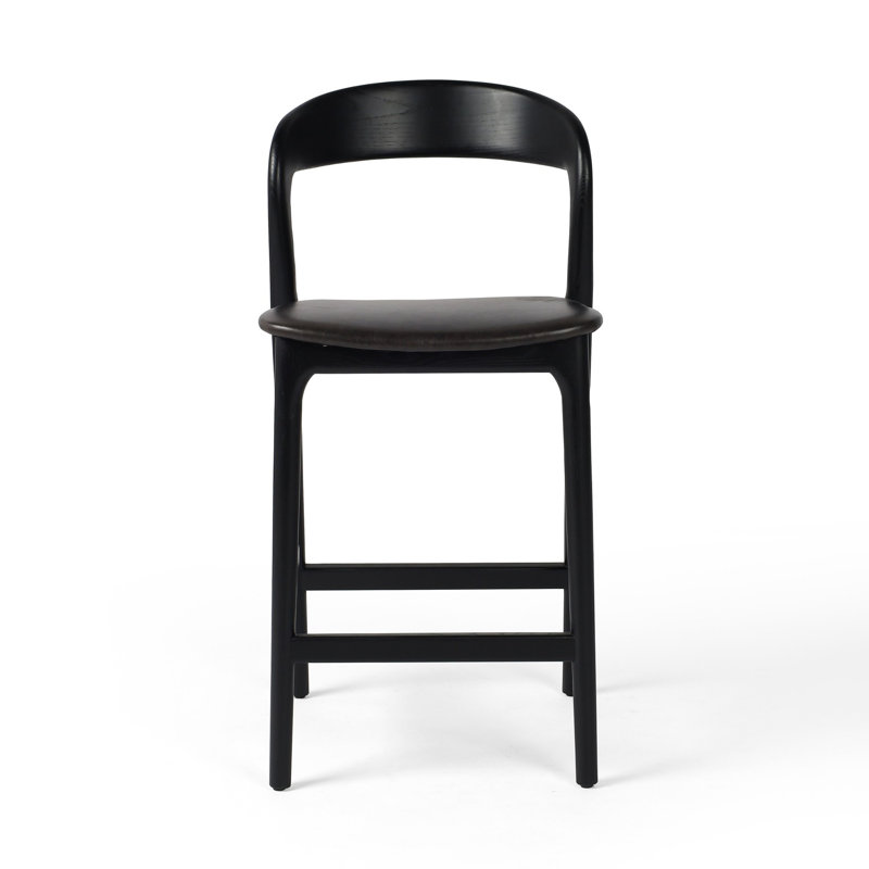 Amare Stool, Sonoma Black Genuine Leather/Black, Counter Stool (26.5" Seat Height)