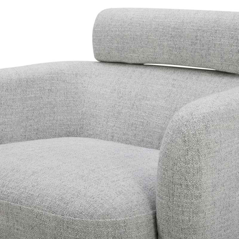 Fauteuil d'appoint pivotant avec appui-tête réglable Becerril, Blanc (multicolore), Frêne naturel