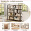 Bibliothèque à 5 niveaux de style industriel rustique | Panneau de fibres à densité moyenne et cadre en métal | Conception anti-basculement | Bois aggloméré + fer | Industriel-1082316680