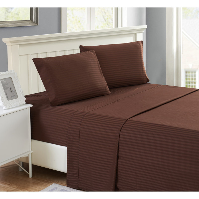 Ensemble de literie en microfibre avec draps-housse et drap-housse Lux Decor Collection, Taie d'oreiller taille double, Brun