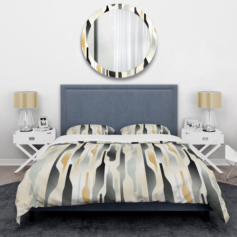 Ensemble de housse de couette à rayures Neutral Space II - Microfibre de polyester