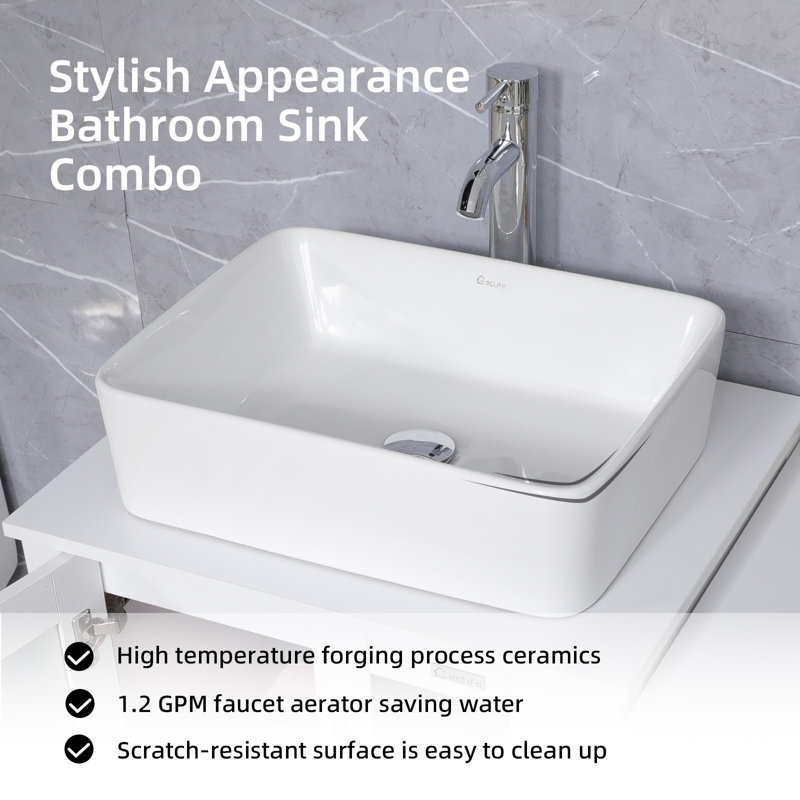 3 combo 36" Single Bathroom Vanity Set with Vessel Sink, Faucet, Drain, White
