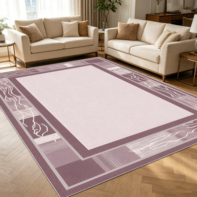 Tapis à motifs géométriques neutres et géométriques de 1 pièce pour salon, doux et confortable, convenant à toutes les saisons, facile à entretenir et lavable à la machine