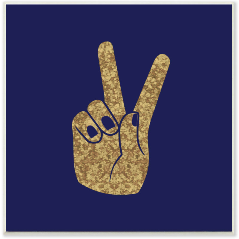 «Peace Hand Gold», reproduction d'impression, H 12 po x l 12 po, Plaque murale