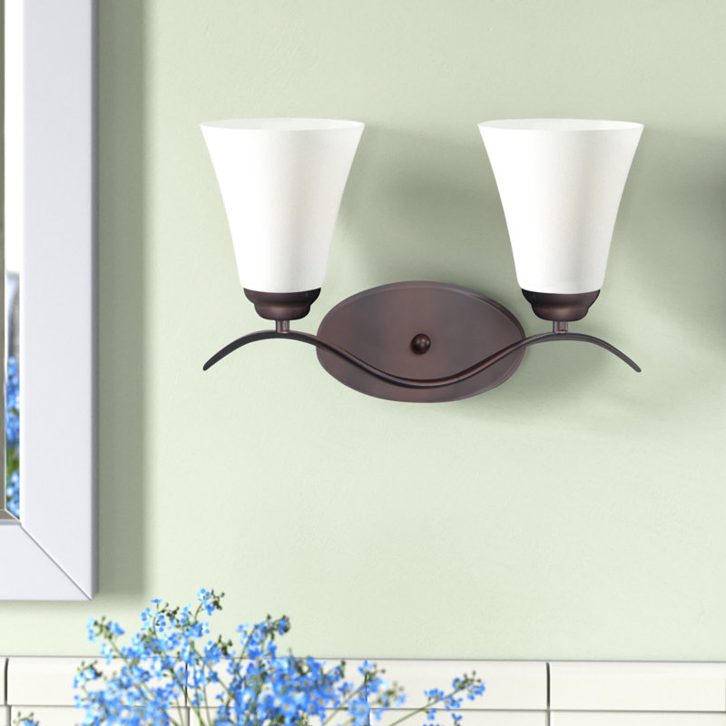 Éclairage pour salle de bain 2 lumières en chrome poli à intensité variable Lavalley, Bronze huilé