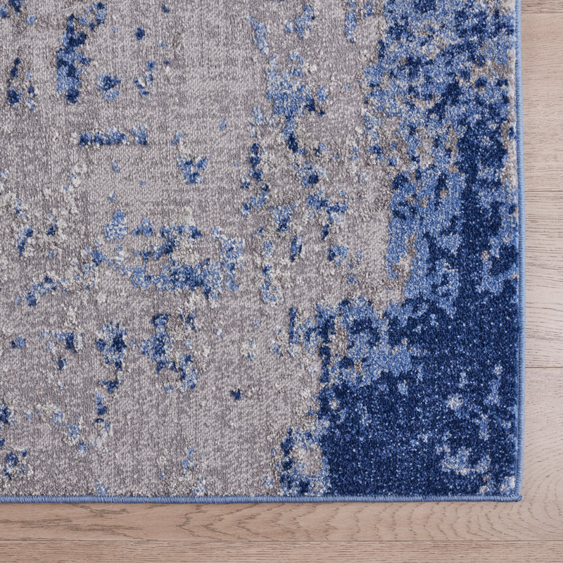 Indigo - ombres - gris / bleu, Rectangle 5 pi 3 po x 7 pi 7 po
