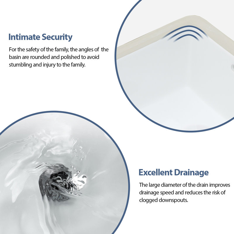 Lavabo de salle de bain rectangulaire encastré en céramique blanche avec trop-plein 13,75 "x l 20,25"