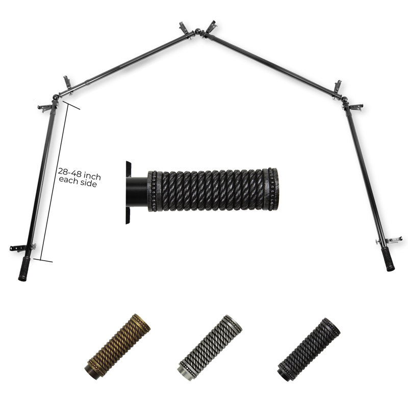 Tringle à rideaux simple ajustable de 0,81 po Joslyn, Noir, 28 po à 48 po (chaque côté)