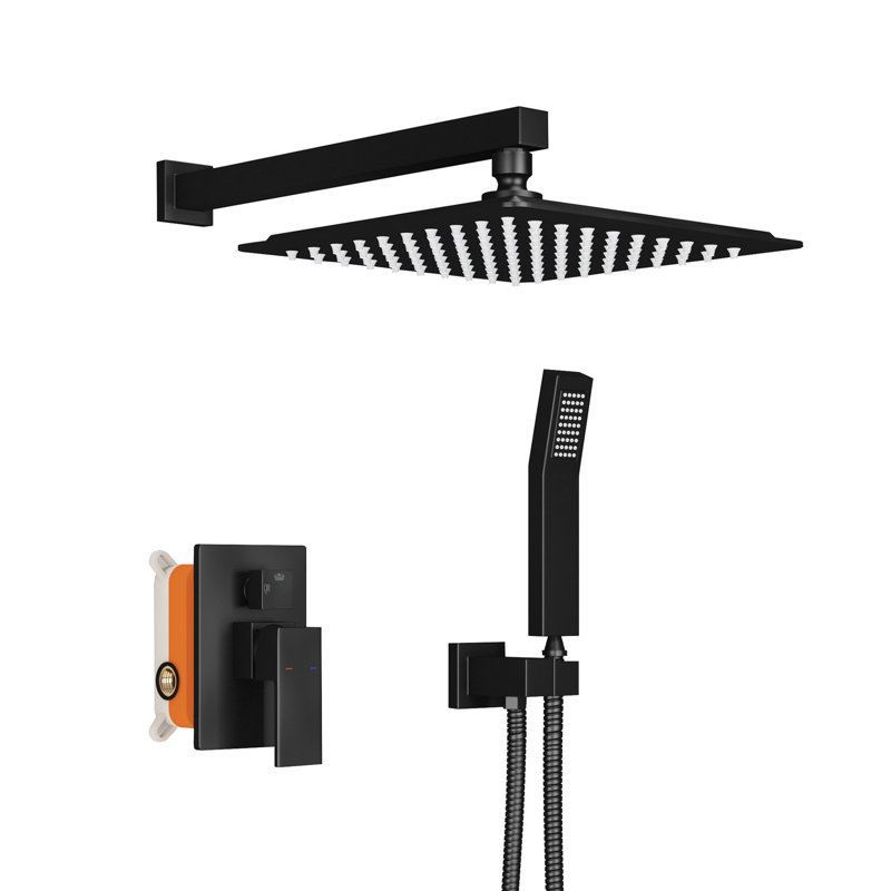Complete Shower System with Rough in-Valve, Matte Black