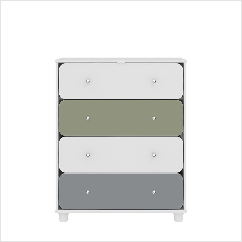 Liston 4 Drawer Chest with Custom Green and Pink Panel Design