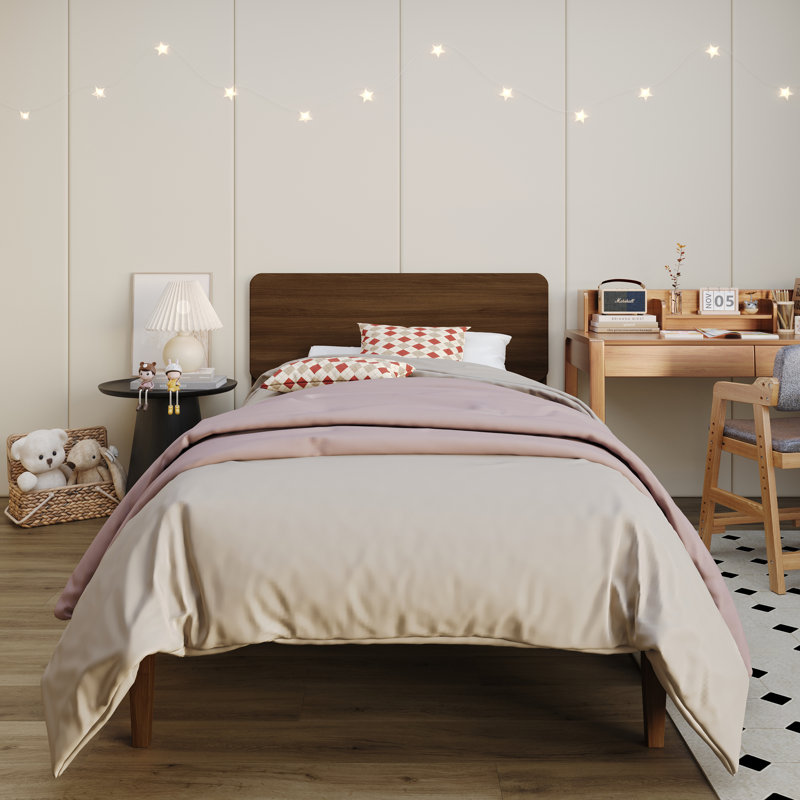 Lit plateforme en bois, Noyer, Simple