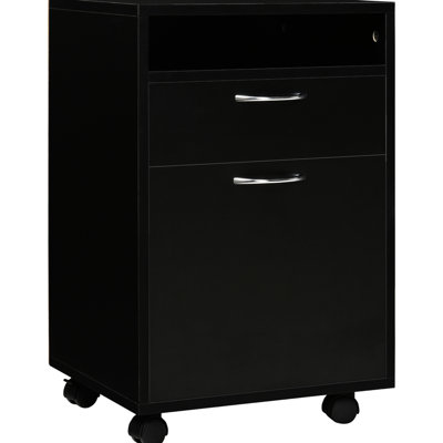 Armoire de rangement mobile avec tiroir et support d'imprimante noir. Vaste espace, se déplace en douceur sur roulettes, s'adapte à une armoire de bureau solide, noir. Libérez, sous les bureaux, construisez