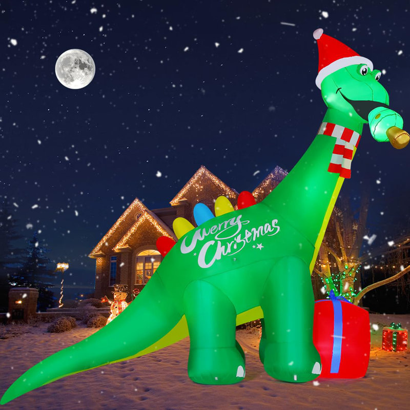 Christmas Inflatables 11.8 FT Christmas Dinosaur Inflatable Eating Xmas Tree with Built-in LEDs