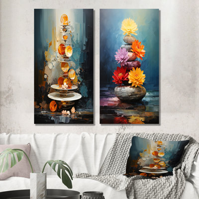 Spiritual Zen Balance Stone I - Ensemble de 2 impressions sur toile Spiritual Stone