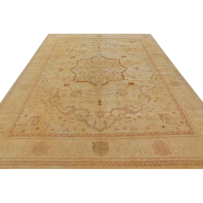 Rug & Kilim’S Oushak Style Rug In Gold And Brown With Floral Medallion