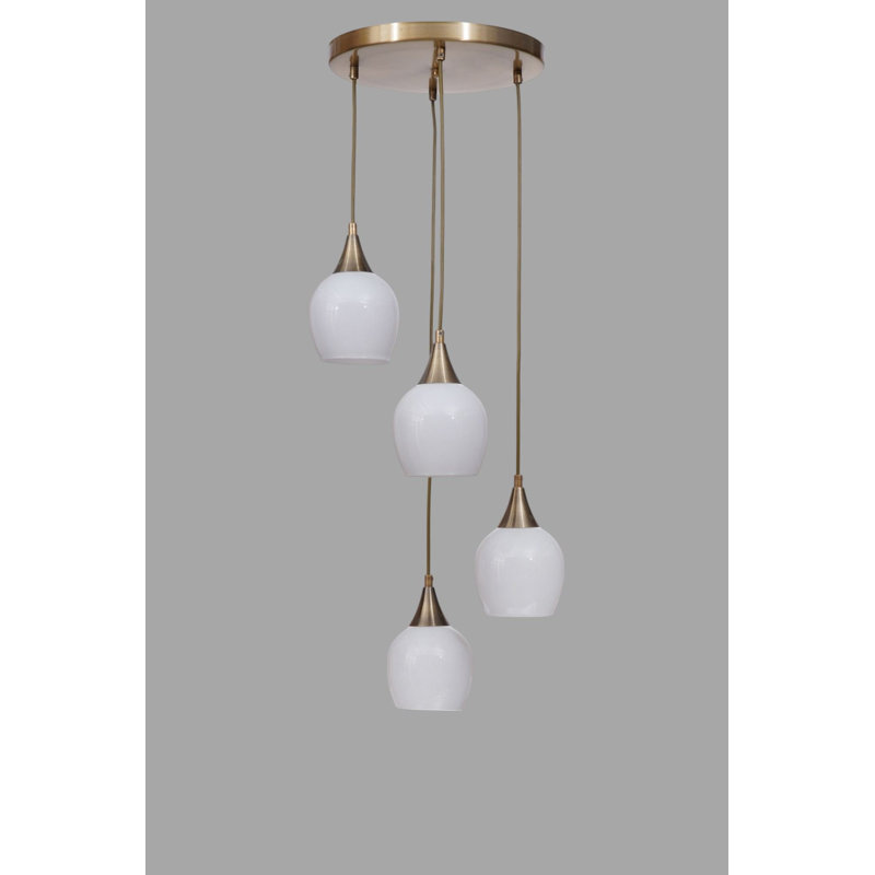 Lustre, Blanc / Doré, 4 étages, Quatre lumières