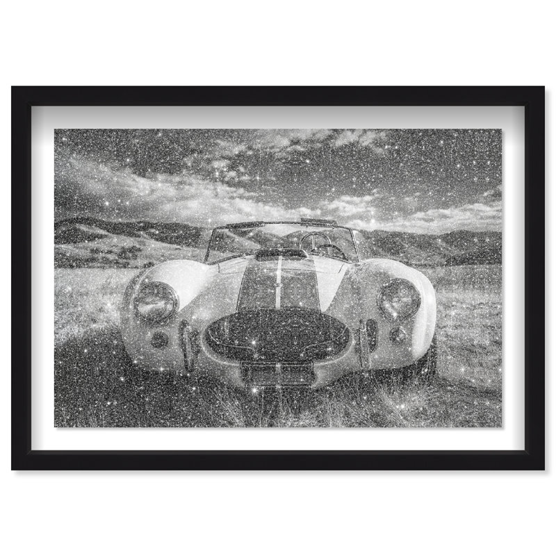 Serpent dans l'herbe, impression encadrée sous verre, motif de transport avec reflets de poussière de diamant, par Oliver Gal