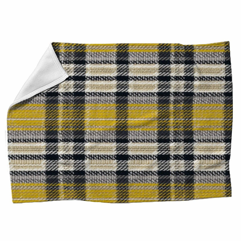 Machine Printed Throw Blanket, Throw, Plaid, Gold/Red