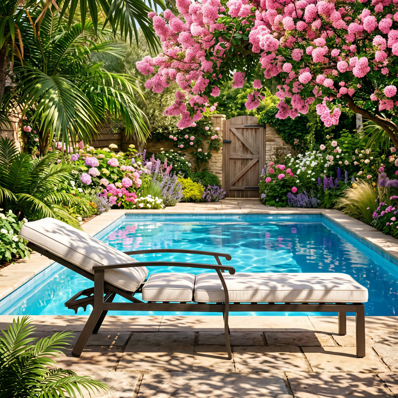 Méridienne de patio en aluminium à roulettes H 24,41 po x P 41,73 po x H 12,99 po Hifine