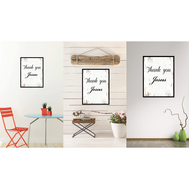 «Thank You Jesus», reproduction d'art textuel sur toile encadrée, H 29 po x l 22 po