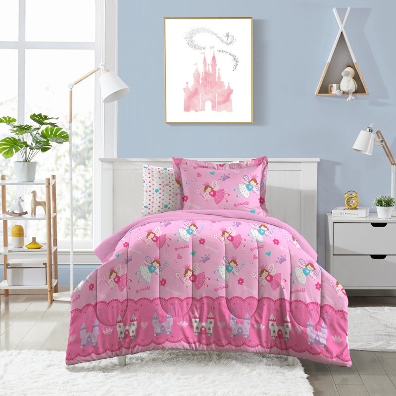 Dream Factory Princess Reversible Comforter Set, Pink