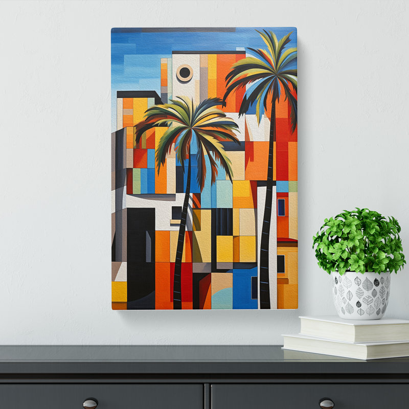 Palm Tree Constructivism No.2 - Wrapped Canvas, 60cm H x 40cm W x 3cm D