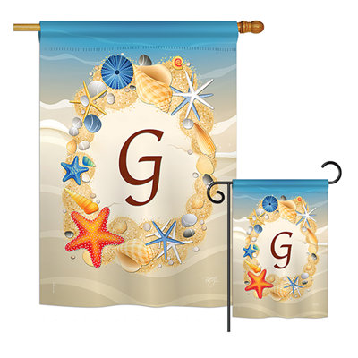 Ensemble de drapeaux verticaux en polyester à 2 côtés Renteria Summer G Initiales Impressions