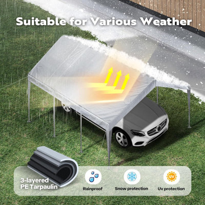 20 Ft. W x 10 Ft. D Carport Replacement Canopy Cover
