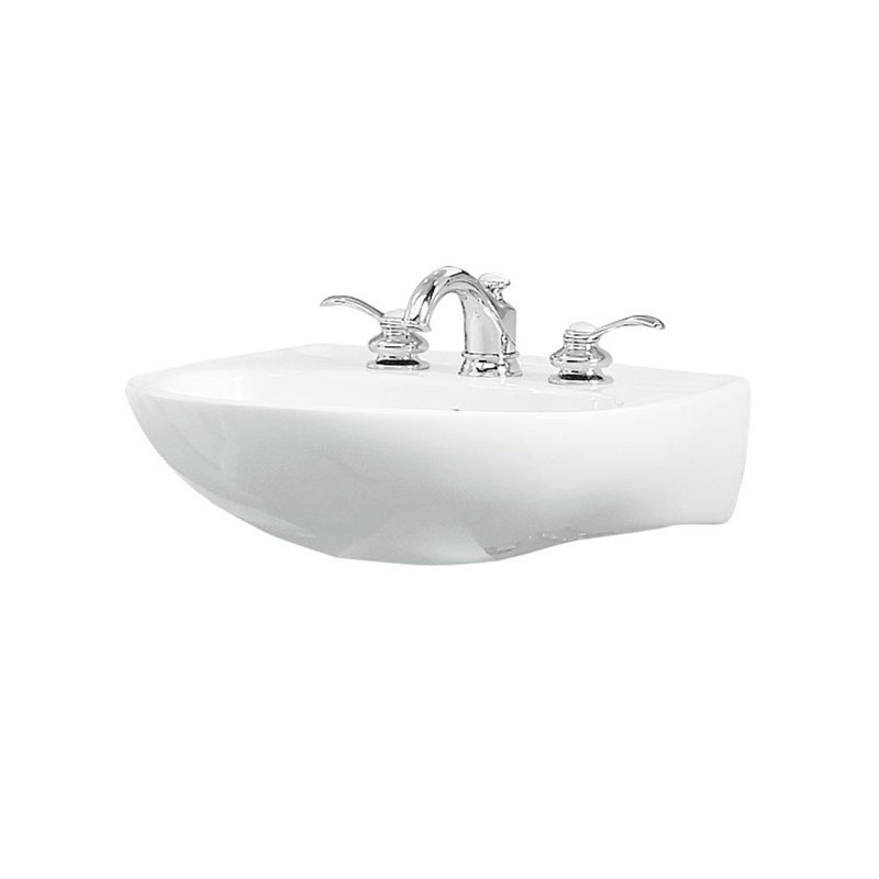 Sacramento Ceramic U-Shaped Pedestal Bathroom Sink with Overflow, White, 8" Centers, 9.25" H x 18.25" W x 21" L