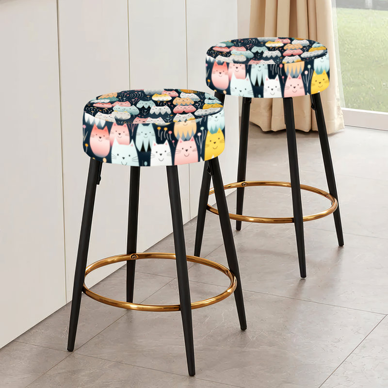 Mignon chat animal pour chambre de bébé - Ensemble de 2 tabourets à imprimé animal