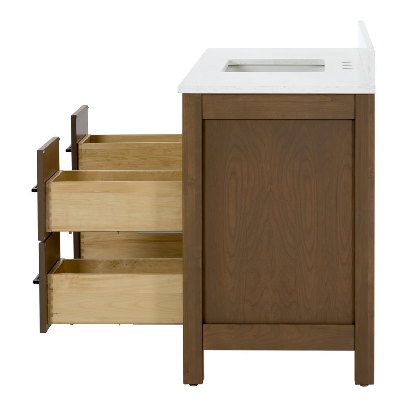 Ensemble de meuble-lavabo à simple cuve 49 "avec plateau en quartz doré Rydburgh, 49", Brun