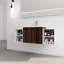 Meuble-lavabo mural en noyer, 48 po, portes à fermeture douce, 2 tablettes, lavabo en résine, unité de rangement luxueuse 48 po