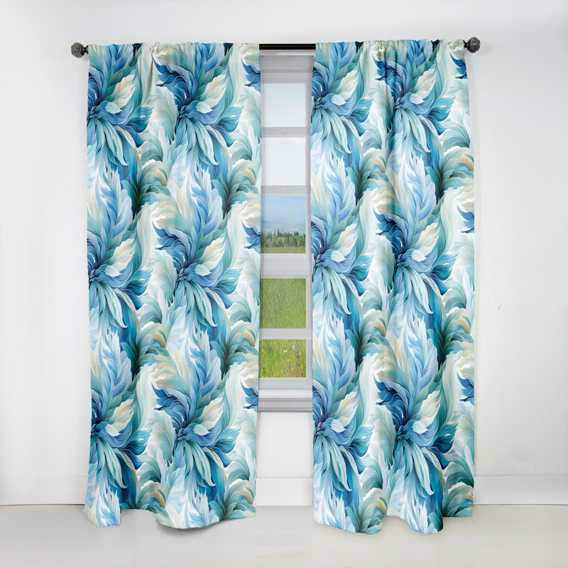 Mirage océanique motif tropical III - panneaux de rideaux tropicaux, L 52 po x L 84 po