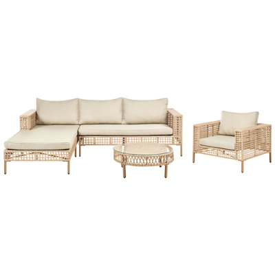 Garden Lounge Set with Table 4 Seater CALASETTA PE Rattan Beige