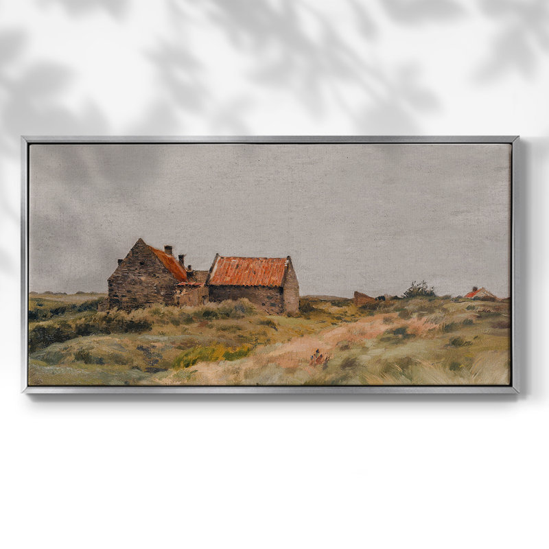 Série paysage - MCXLVI - Toile tendue avec châssis encadré - Prêt à être accroché, H 21 po x l 41 po, Argent argent