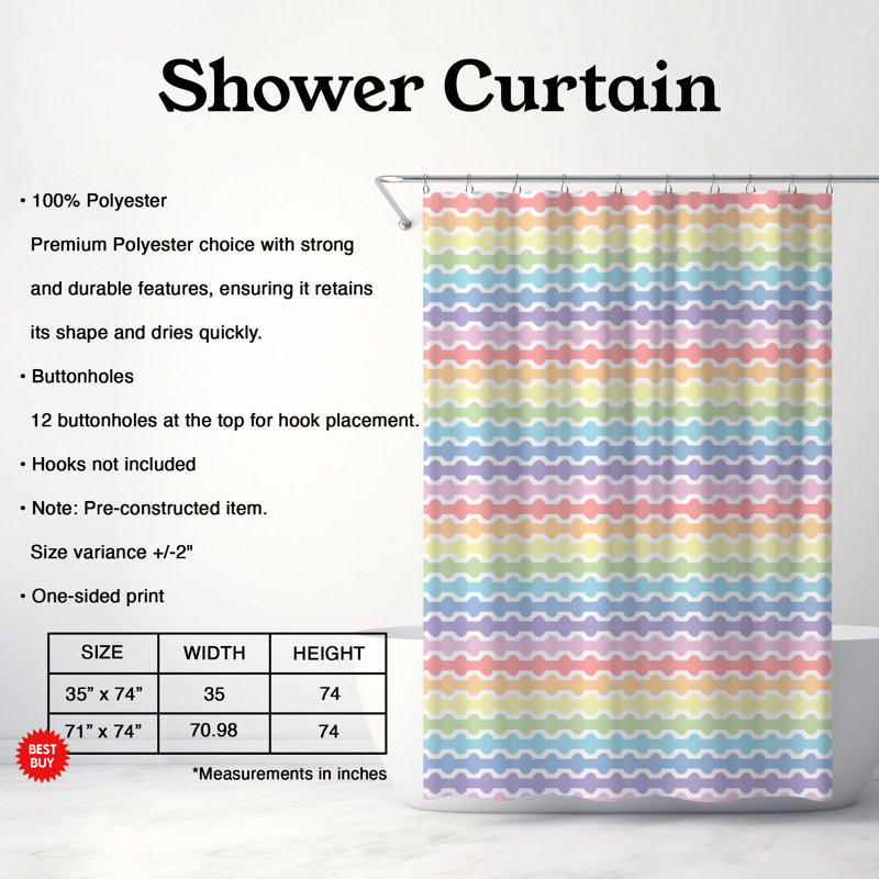 Rideau de douche Pastel Hues - Premium, H 74 po x l 71 po