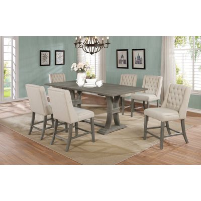 Abagail 6 - Person Extendable Trestle Base Dining Set