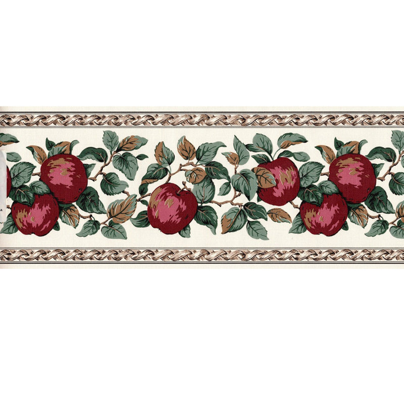 Bordure de papier peint style campagne rouge L 15 pi x l 6,87 po, Vert foncé/Rouge foncé