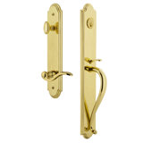 Arc Handleset with Deadbolt and Bellagio Door Lever and Rosette