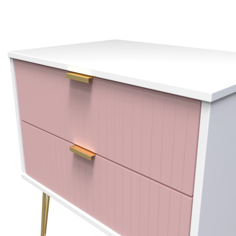 Beranda 58 cm W Bedside Table, Kobe Pink/White