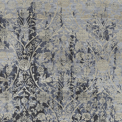 Noir noué à la main/gris Tapis décoratif