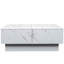 Console extensible blanche avec plateau coulissant et espace de rangement dissimulé